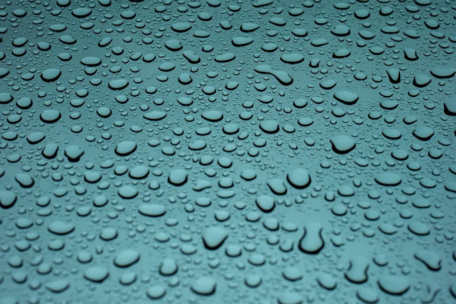 Condensation beading on a cool interior surface